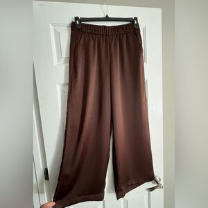 Fluid Pull On Wide Leg Pants in Satin